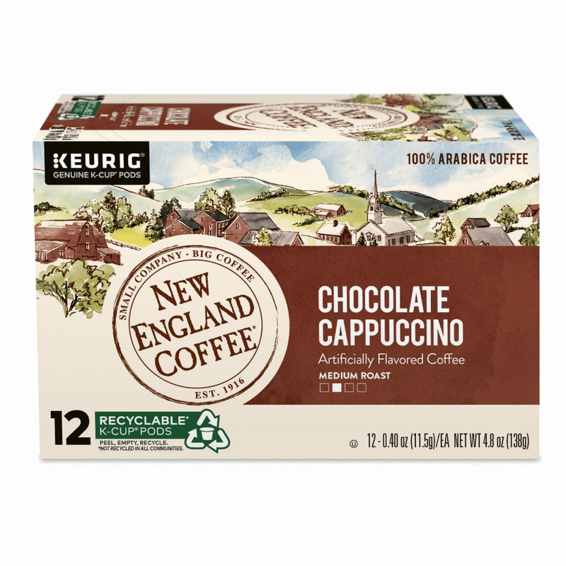 New England Coffee Chocolate Cappuccino Medium Roast Single Serve Pods, 12Ct Box (Pack Of 1)
