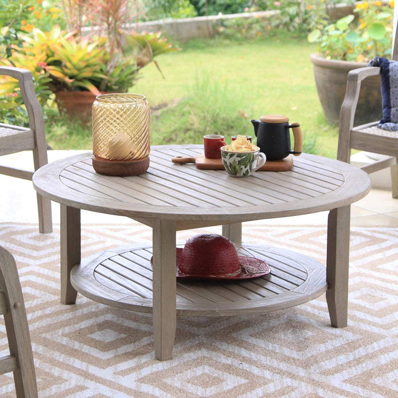 Cambridge Casual Arie Wood Patio Coffee Table, Plantation Teak, 40 Inch/Weathered Gray (LOCAL PICKUP ONLY)