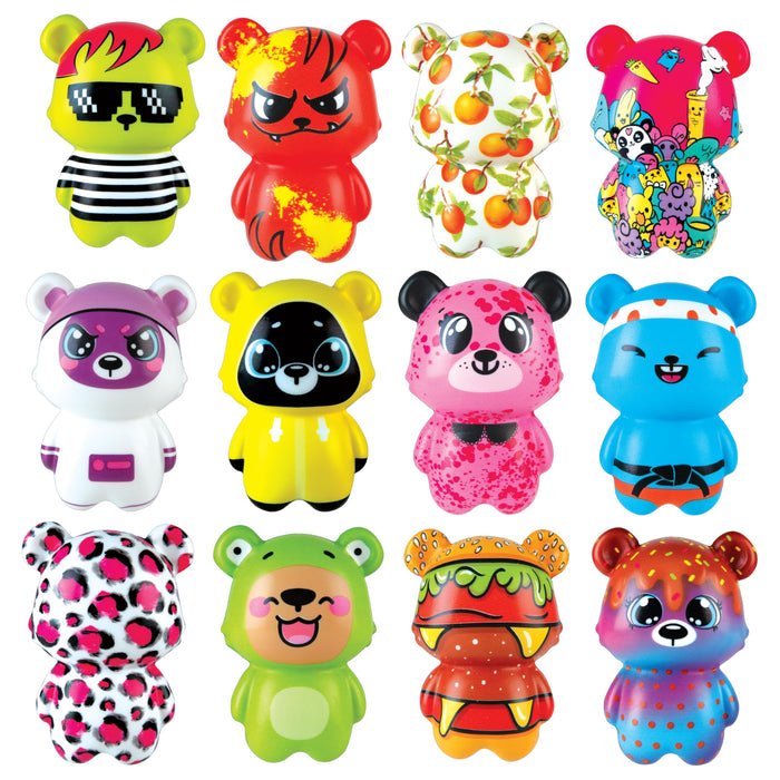 ORB Very Beary Collectible Series 1 Assorted Ultra Bears 3 Pack - Squishy, Slow Rising Collectible Kawaii Bears With Unique Designs - Sensory / Fidget Squishies Curiosities Toys For Kids And Adults