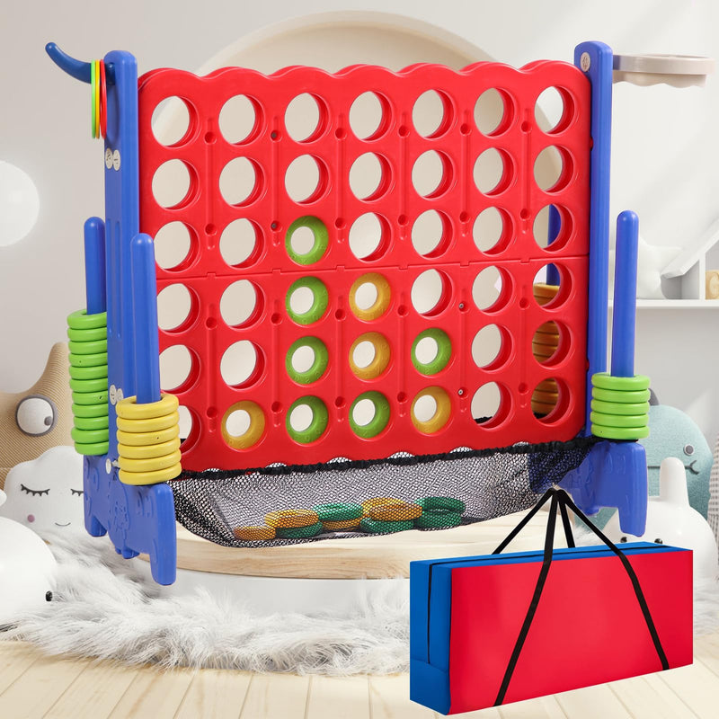 Tigasy Giant 4 Row Game With Carrying Bag And Mesh Fabric .Giant 4-To-Score Game Set Suitable For Indoor And Outdoor Holiday Parties And Family Gatherings.( Blue Red) (LOCAL PICKUP ONLY)