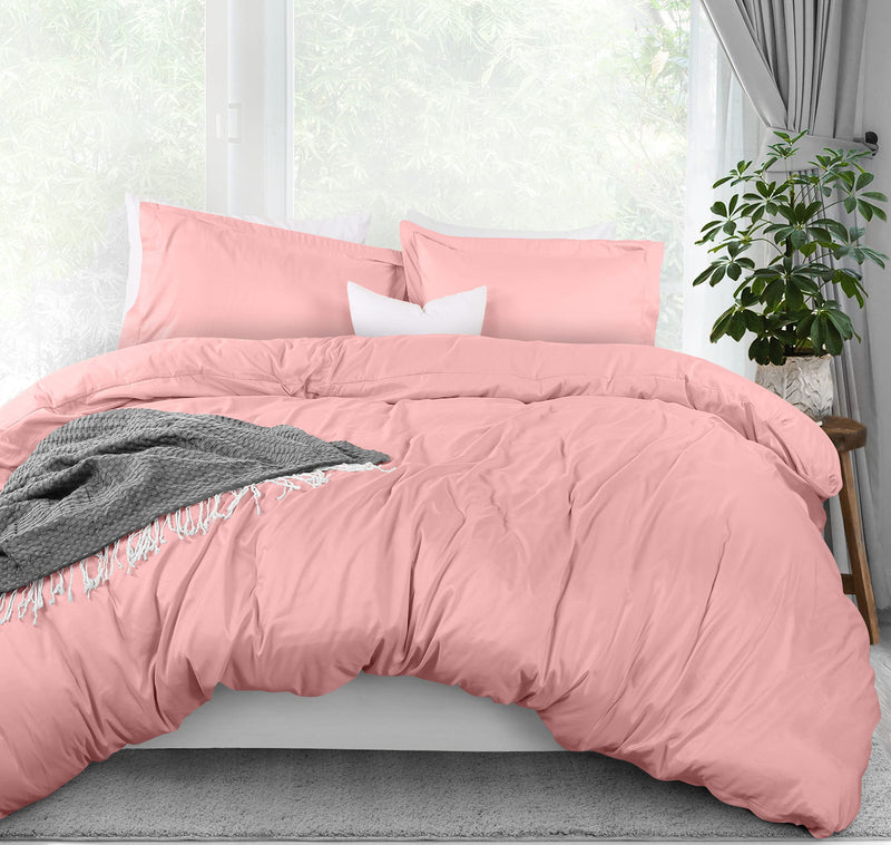 Utopia Bedding Duvet Cover Queen Size - 3 Piece With Zipper Closure - 1 Comforter Cover 90X90 Inches & 2 Pillow Shams 20X26 Inches (Pink) Comforter Not Included