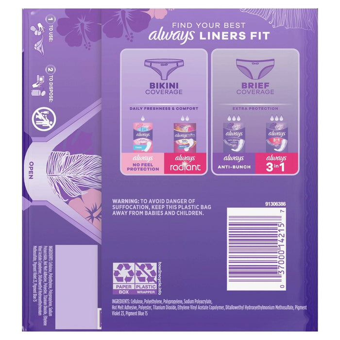 Always Xtra Protection Daily Regular Panty Liners - Unscented - 100ct