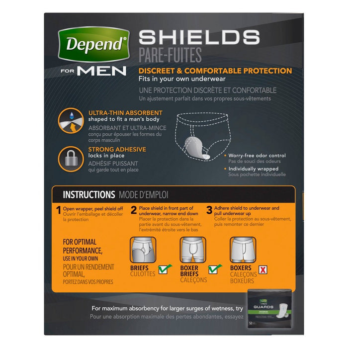 Depend Incontinence Shields -  Pads for Men -  Light Absorbency -  58ct