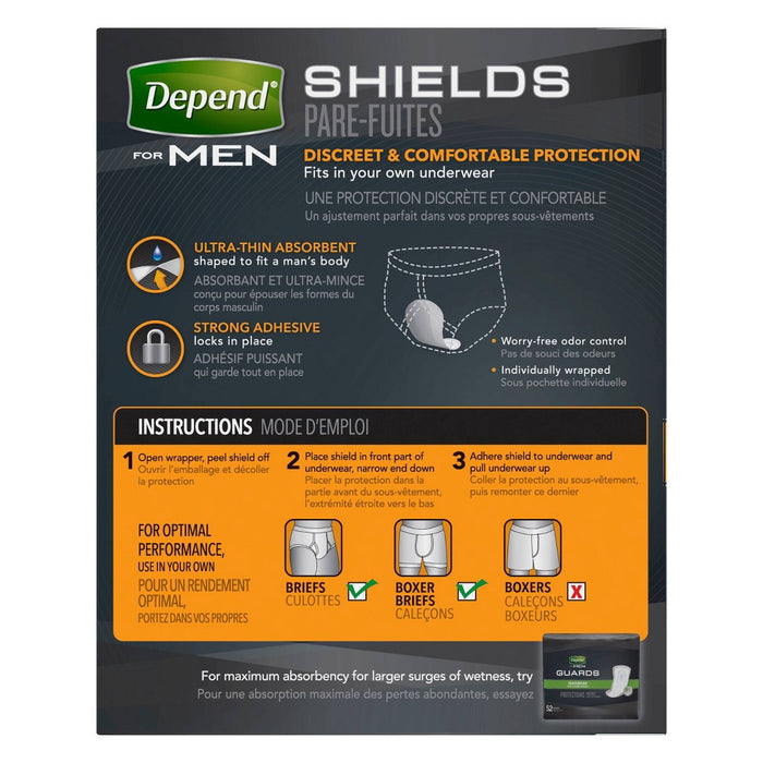 Depend Incontinence Shields -  Pads for Men -  Light Absorbency -  58ct