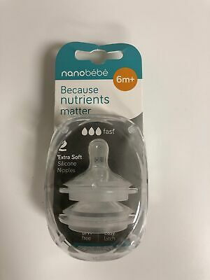 Nanobebe Because Nutrients Matter Extra Soft Nipples 2 Pack Fast 6 Months