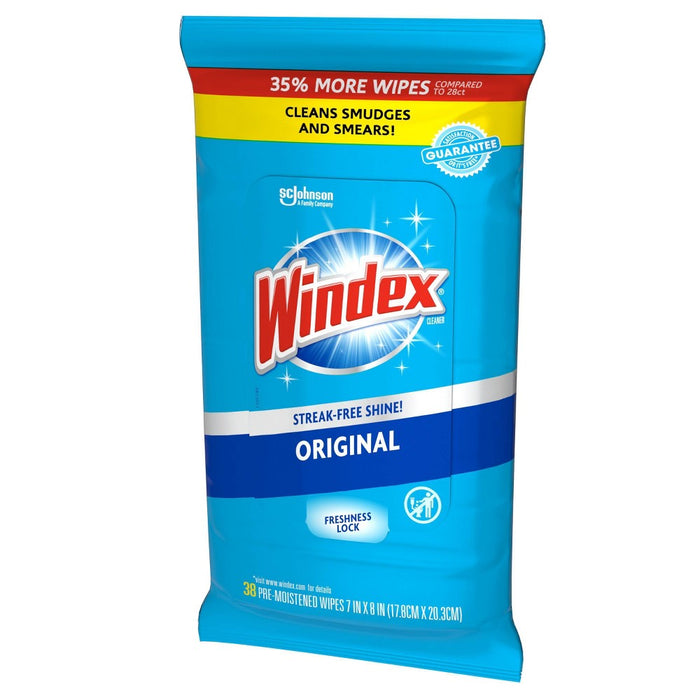 Windex Blue Wipes 35% More Pack - 38ct
