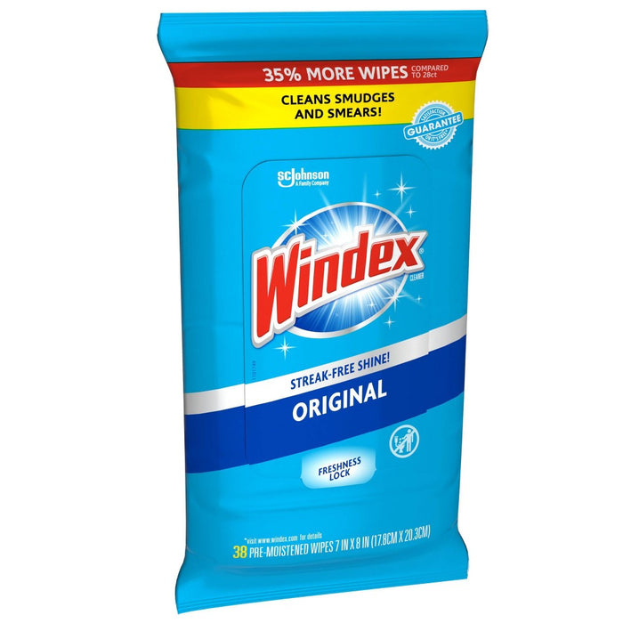 Windex Blue Wipes 35% More Pack - 38ct