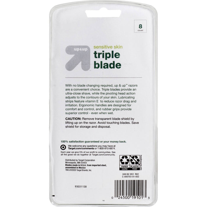 Men's Triple Blade Sensitive Skin Disposable Razor - 8ct - up & up