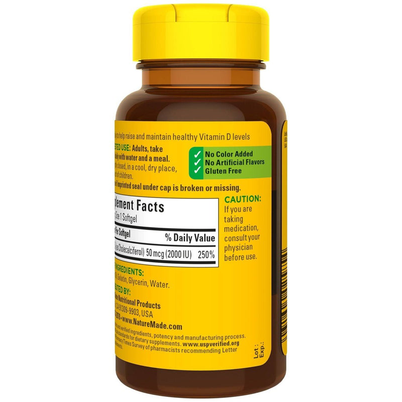 Nature Made Vitamin D3 2000 IU (50 mcg) Softgels - 90ct