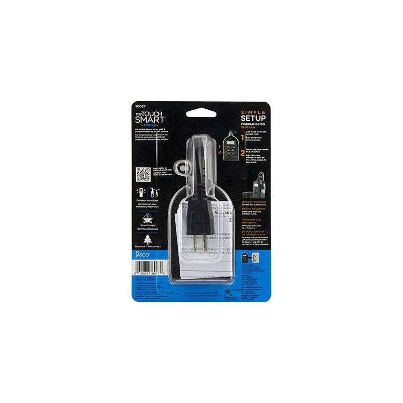 myTouchSmart Indoor/Outdoor Plug-In Digital Timer Black