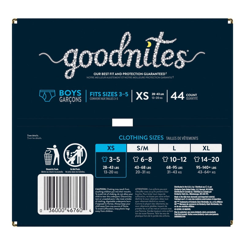 GoodNites Boys' Nighttime Bedwetting Underwear - XS - 44ct