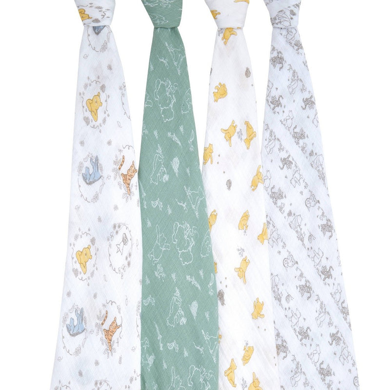 Aden + Anais Essentials Muslin Swaddle Blankets Disney Winnie + Friends 4pk
