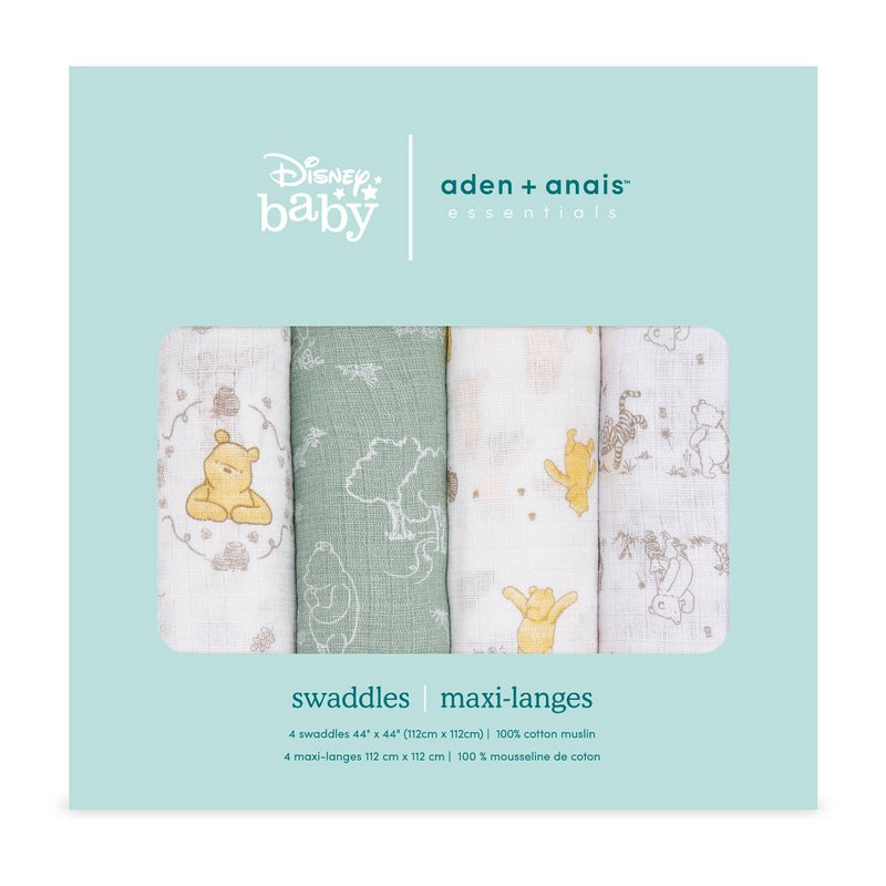 Aden + Anais Essentials Muslin Swaddle Blankets Disney Winnie + Friends 4pk