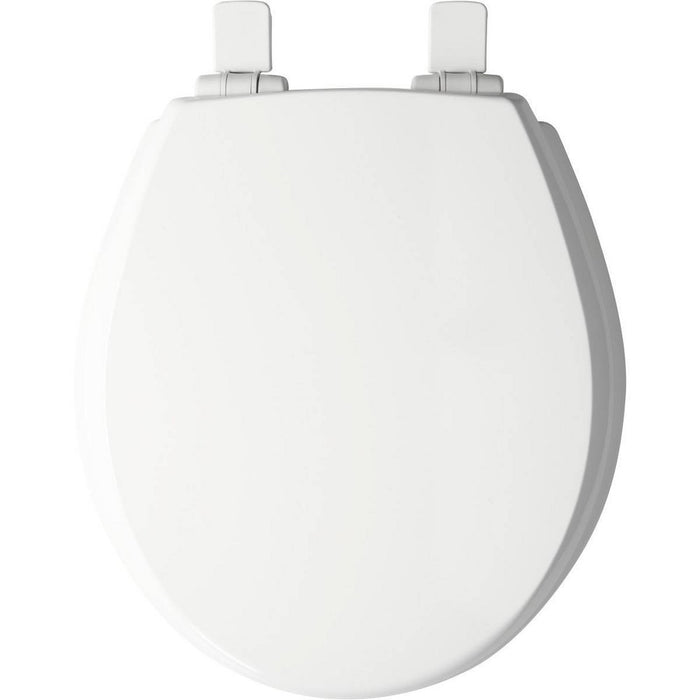 Kendall Never Loosens Round Enameled Wood Toilet Seat with Easy Clean and Slow Close Hinge White - Mayfair by Bemis