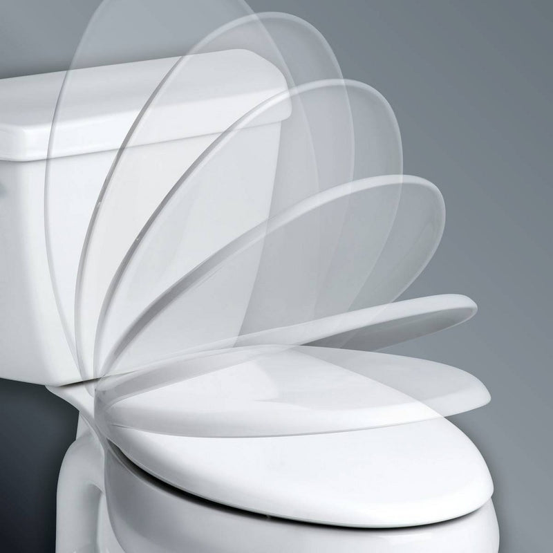Kendall Never Loosens Round Enameled Wood Toilet Seat with Easy Clean and Slow Close Hinge White - Mayfair by Bemis