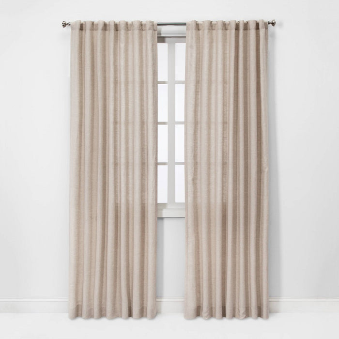 95"x54" Light Filtering Linen Curtain Panel Natural - Threshold