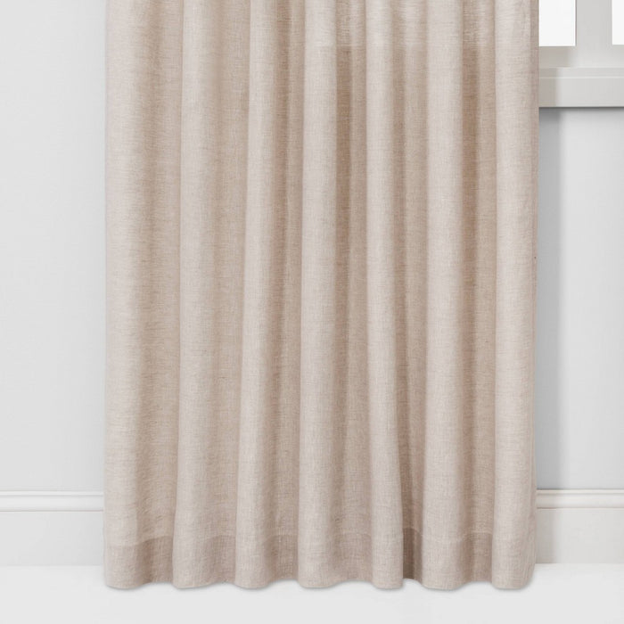 95"x54" Light Filtering Linen Curtain Panel Natural - Threshold