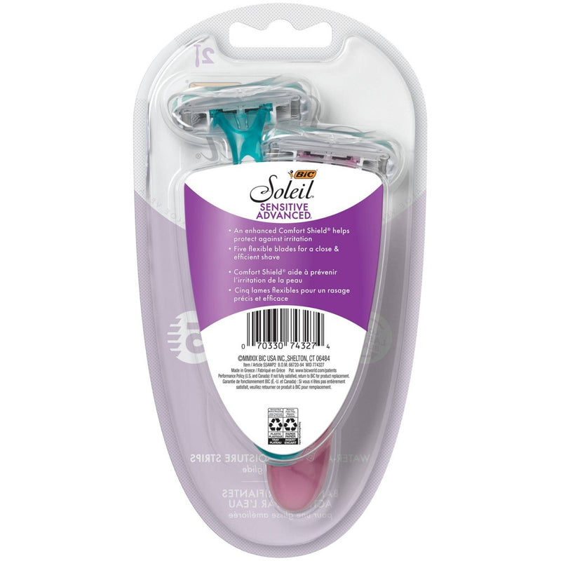 BiC Soleil Sensitive Advanced 5-Blade Women's Disposable Razor - 2ct