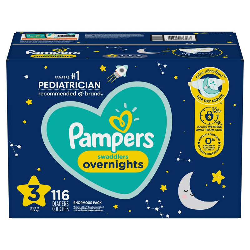 Pampers Swaddlers Overnights Diapers Enormous Pack - Size 3 - 116ct
