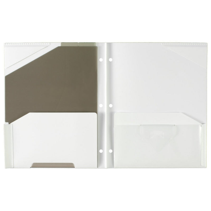 Five Star 2 Pocket Plastic Folder with Prongs White