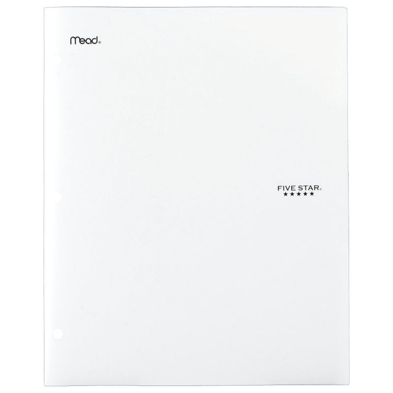 Five Star 2 Pocket Plastic Folder with Prongs White
