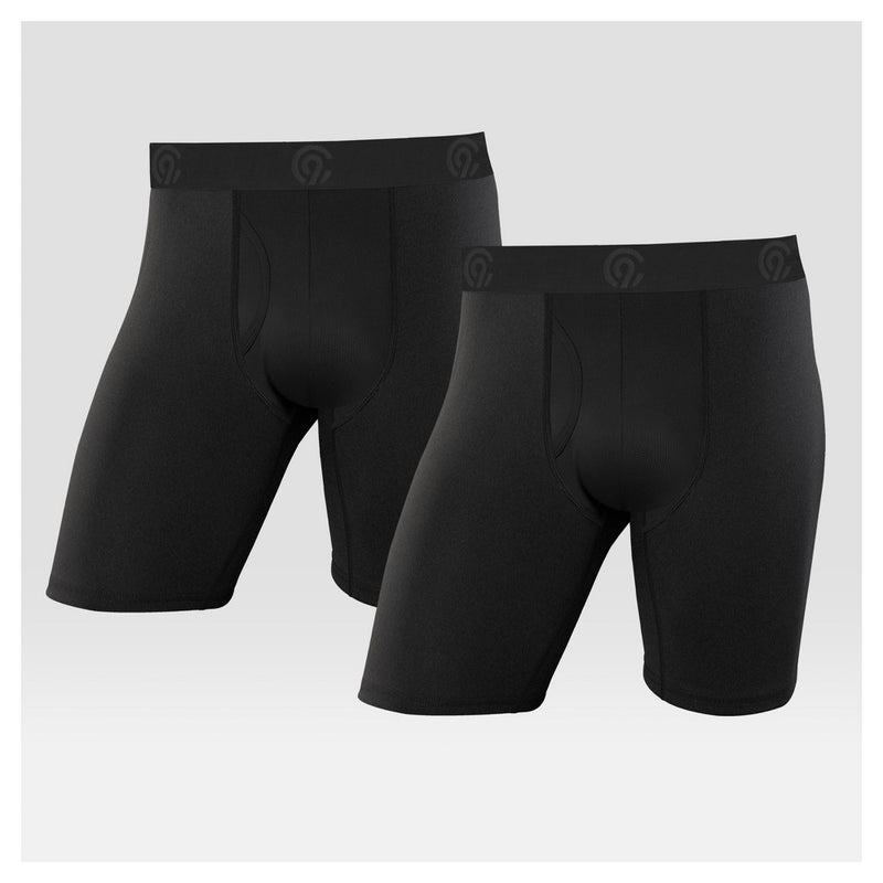 Men's Powercool Stretch Boxer Briefs Long Length 2pk - C9 Champion Black M