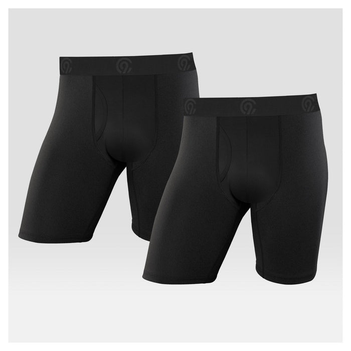 Men's Powercool Stretch Boxer Briefs Long Length 2pk - C9 Champion Black M