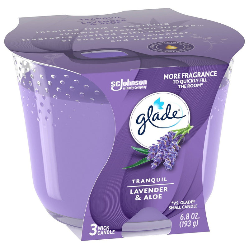 Glade 3 Wick Candles Tranquil Lavender & Aloe - 6.8oz