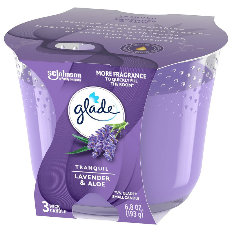 Glade 3 Wick Candles Tranquil Lavender & Aloe - 6.8oz