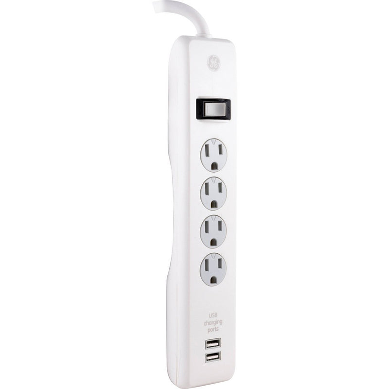 General Electric 6' Extension Cord with 4 Outlet 2 USB Surge Protector White