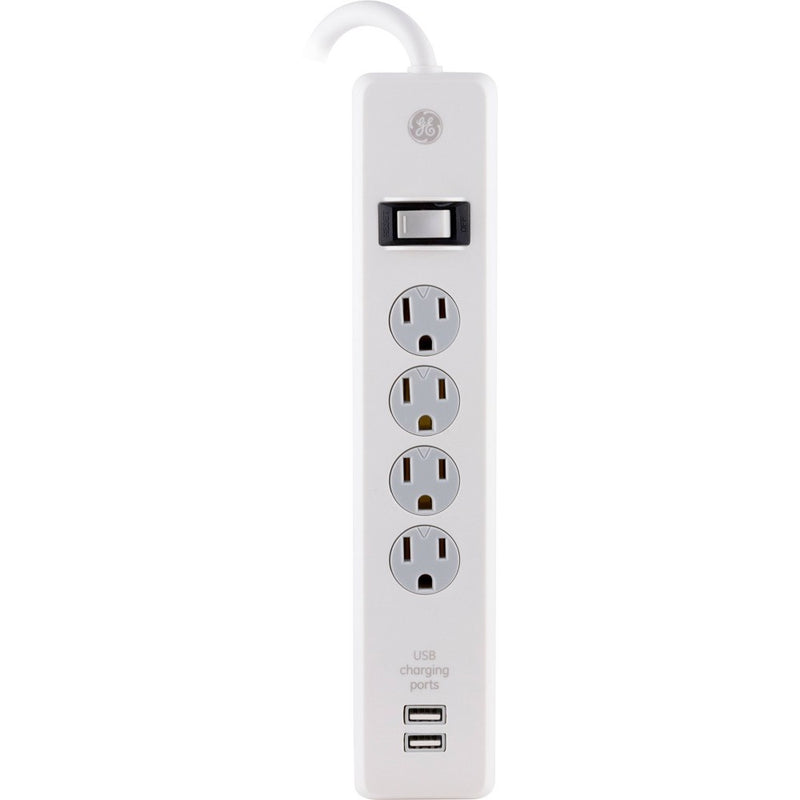 General Electric 6' Extension Cord with 4 Outlet 2 USB Surge Protector White