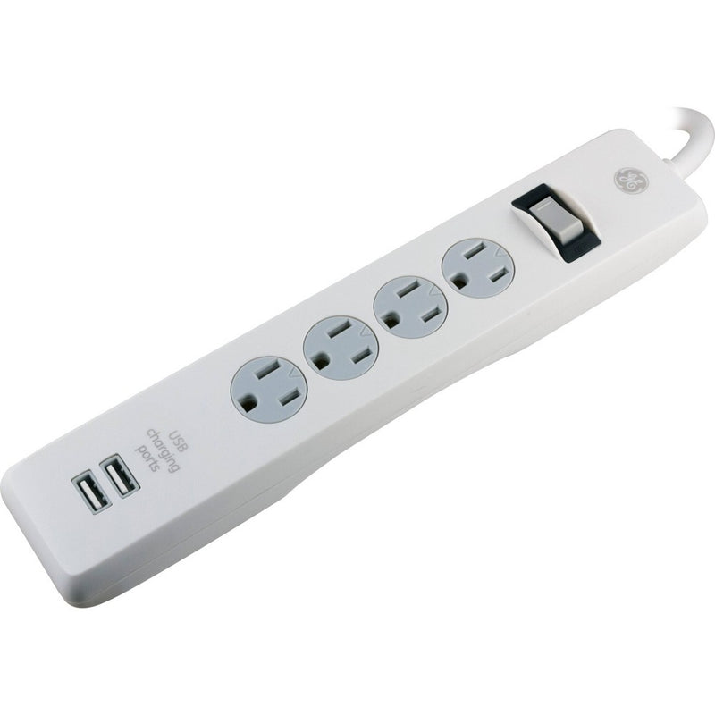 General Electric 6' Extension Cord with 4 Outlet 2 USB Surge Protector White