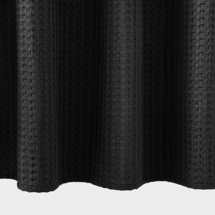 Waffle Shower Curtain Washed Black - Casaluna