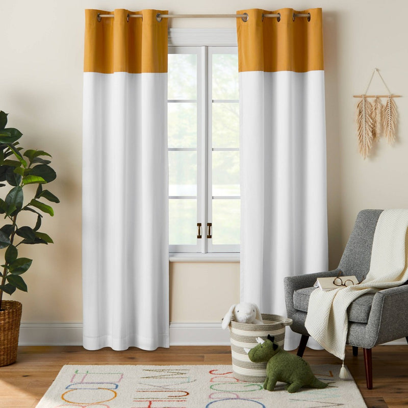84" Blackout Border Stripe Panel Yellow/White - Pillowfort
