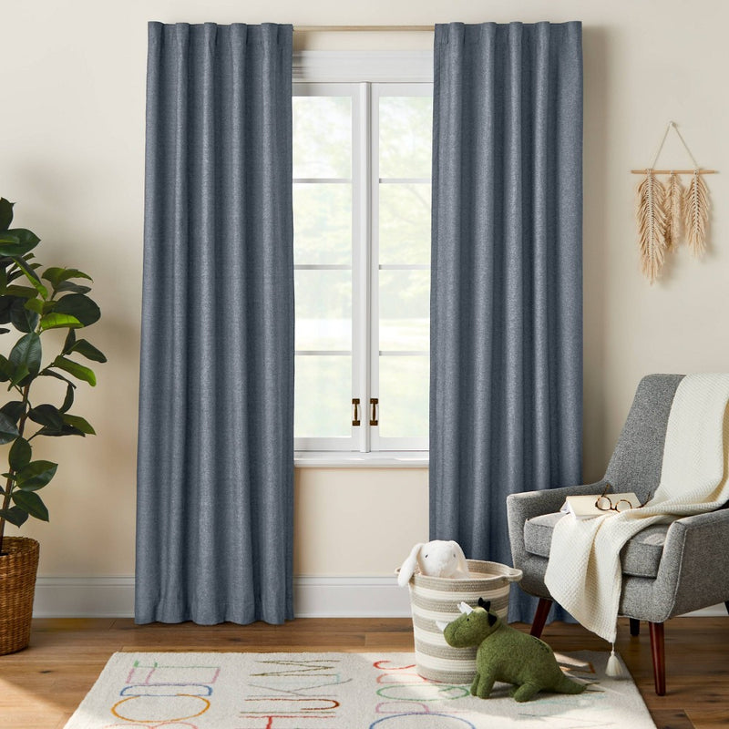 84" Blackout Chambray Cotton Panel Navy - Pillowfort