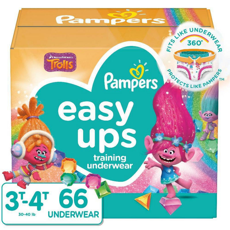 Pampers Easy Ups Girls' Training Pants Super Pack - Size 3T-4T - 66ct