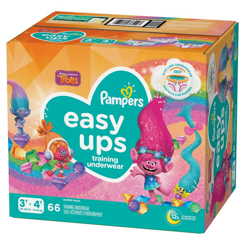 Pampers Easy Ups Girls' Training Pants Super Pack - Size 3T-4T - 66ct