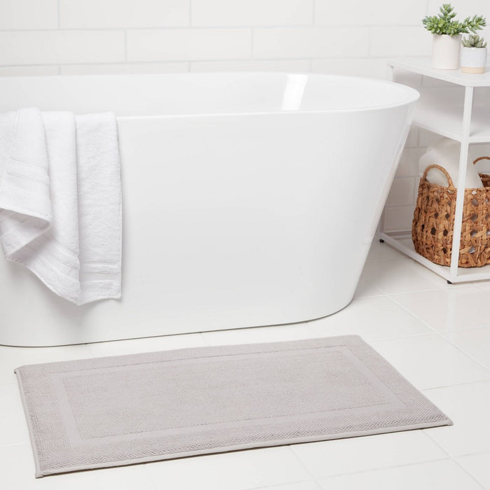 20"x34" Performance Texture Cotton Memory Foam Bath Rug Light Gray - Threshold