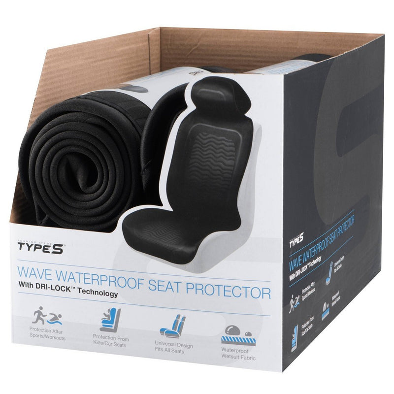 Type S 4"x15"x4" Wave Slip-on Waterproof Seat Protector Black