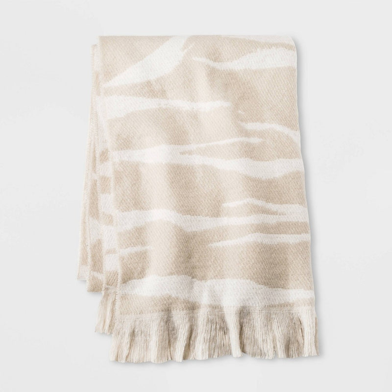 Women's Zebra Print Blanket Scarf - A New Day Beige