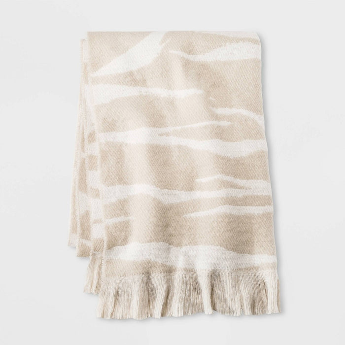 Women's Zebra Print Blanket Scarf - A New Day Beige