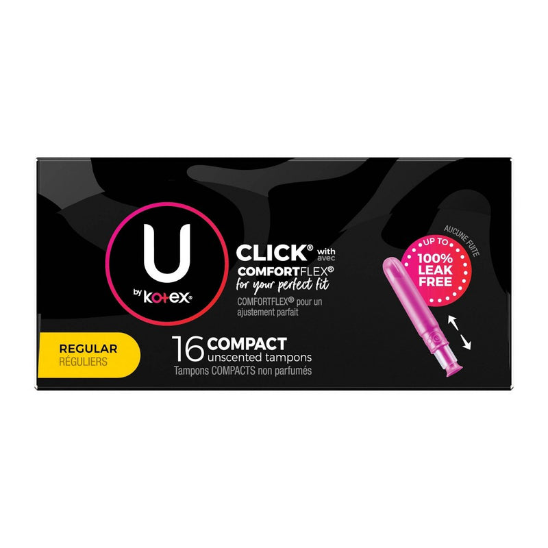 U by Kotex Click Compact Tampons -  Regular -  Unscented - 16ct