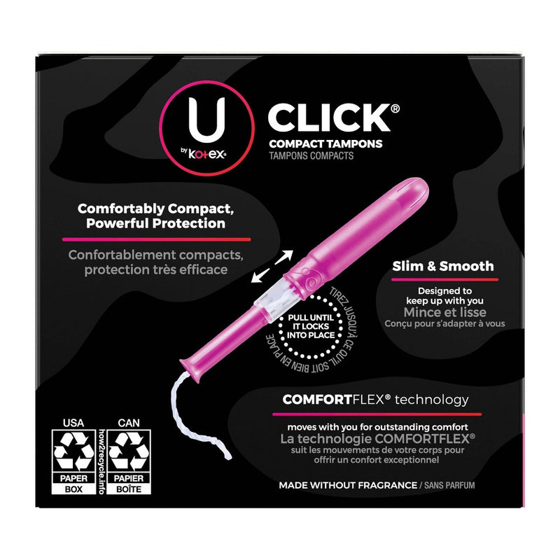U by Kotex Click Compact Tampons -  Regular -  Unscented - 16ct