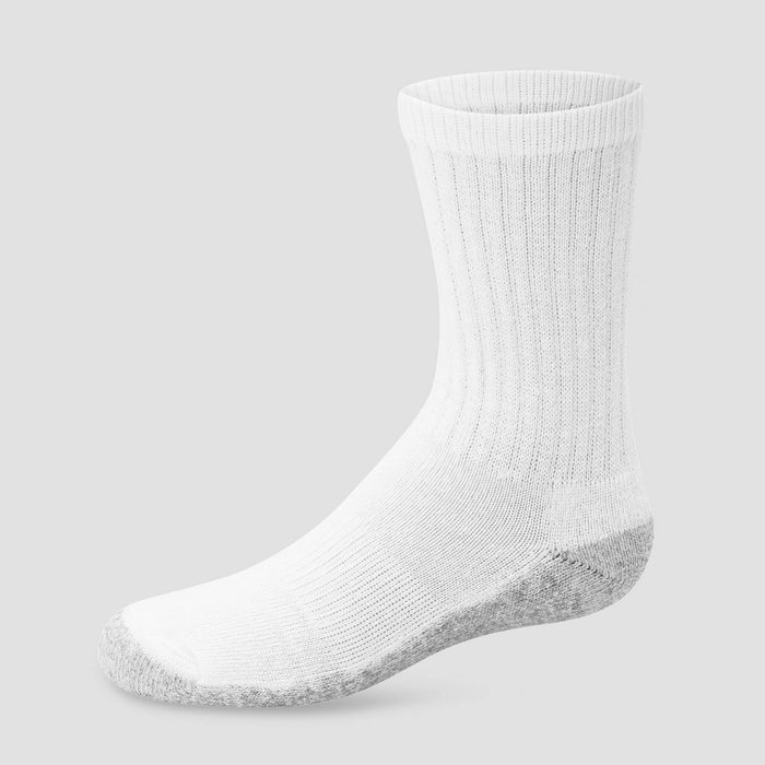 Hanes Boys' 12pk Cushioned Crew Athletic Socks - White S