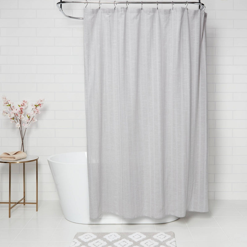 Tonal Striped Shower Curtain Gray - Threshold