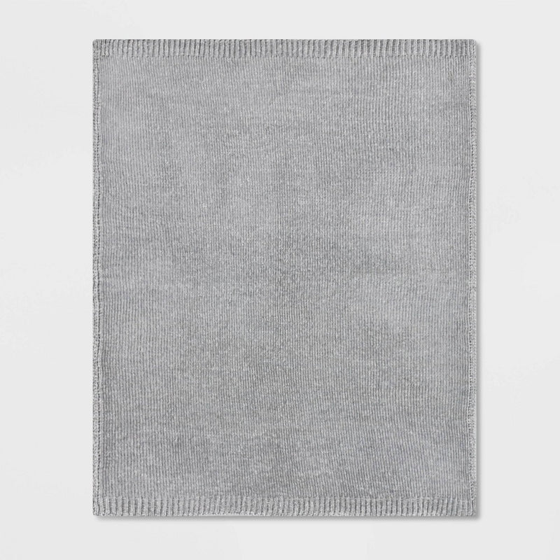 60"x50" Shiny Chenille Throw Blanket Light Gray - Project 62