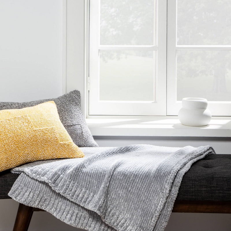 60"x50" Shiny Chenille Throw Blanket Light Gray - Project 62
