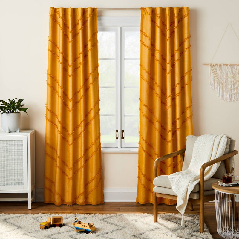84" Blackout Chevron Clip Dotted Overlay Panel Yellow - Pillowfort