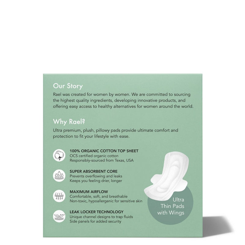 Rael Organic Cotton Regular Menstrual Pads - Unscented - 14ct