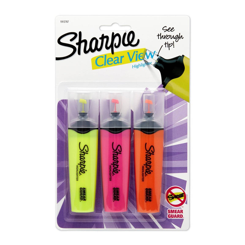 3pk Highlighters Clearview Medium Chisel Tip Multicolor - Sharpie